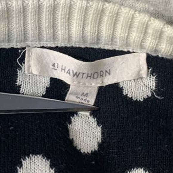 41 Hawthorne Womens Medium 100% Cotton Long Sleeve Polka Dot Crew Neck Sweater - Picture 4 of 5